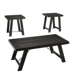 Bellfield Wooden Coffee and Side Table Set - Black